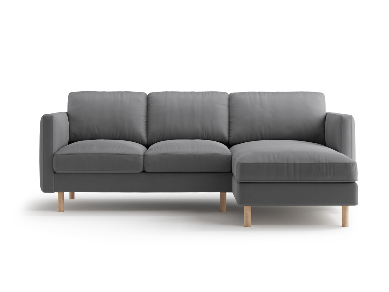 Coltar dreapta 3 locuri, Eden, Micadoni Home, 223x150x90 cm, catifea, gri - imagine 6